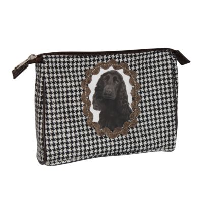 DOGGY & CATANA Kulturtasche mit Spaniel Motiv, karriert