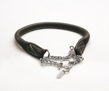 HURTTA Lederhalsband rundgen&auml;ht mit Kette Nickel